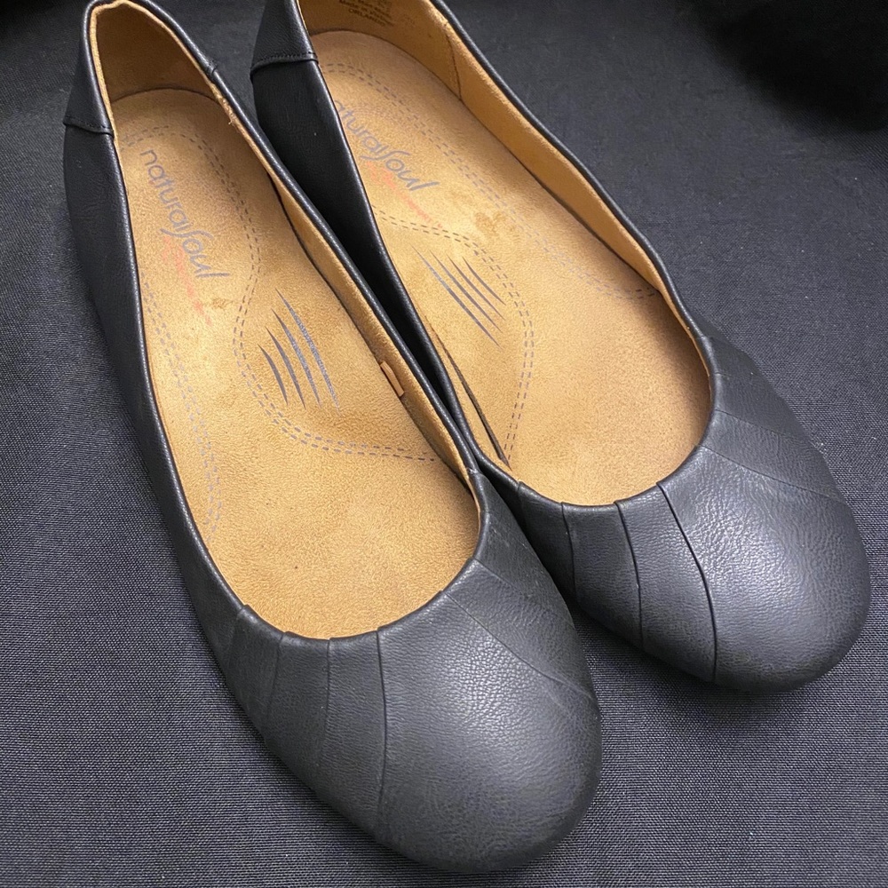 Natural Soul-Orlando Black Flats/Tan-Size 6.5